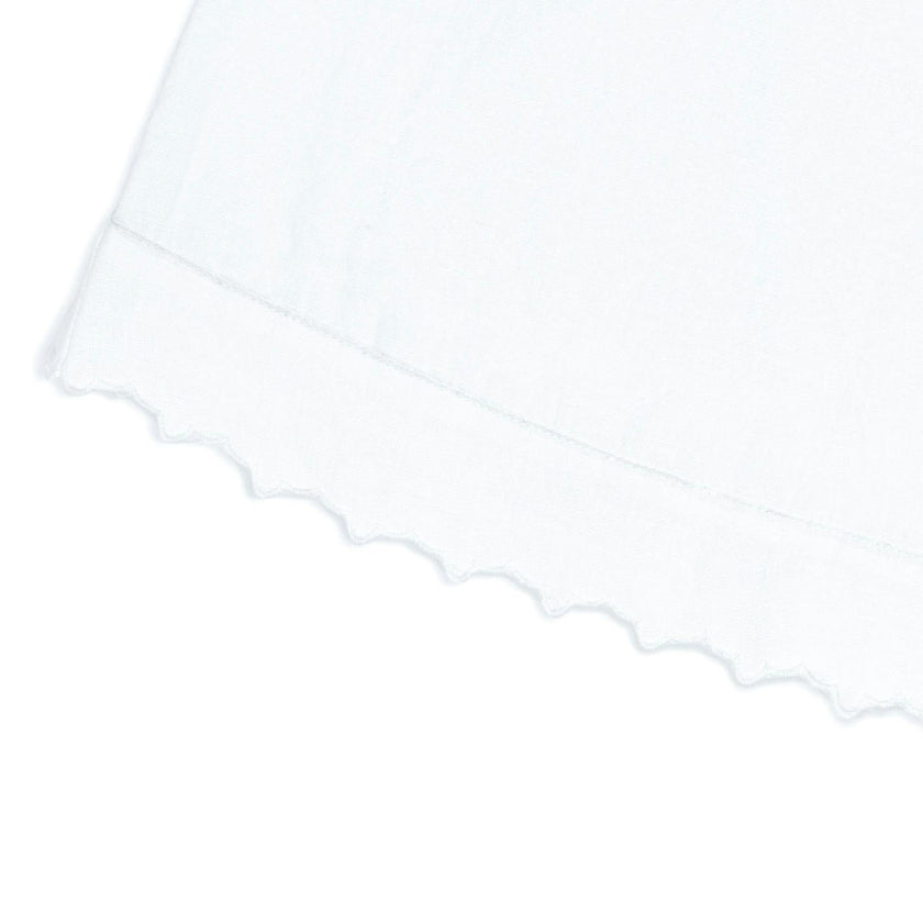 women's white linen scalloped tank