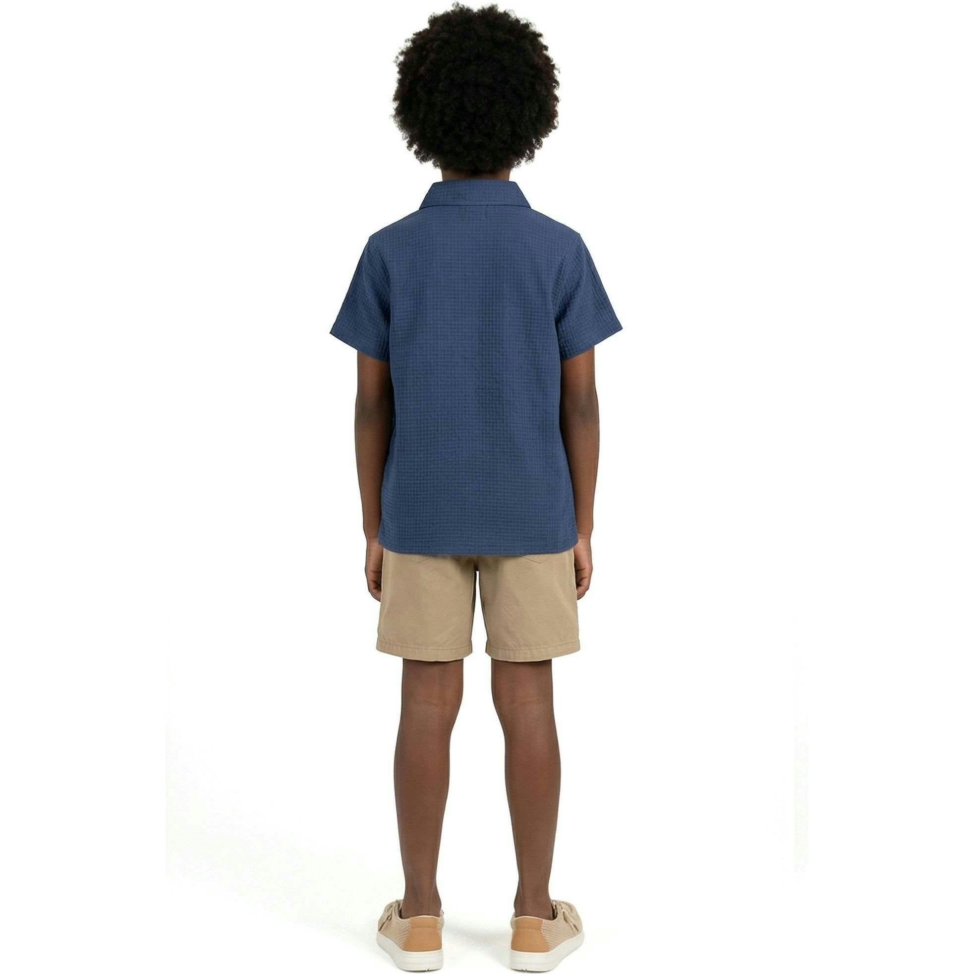 Tween Boys Basket Weave Buttondown Shirt | Navy