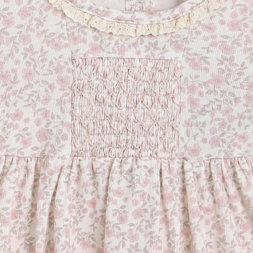 Pink Floral Smocked Dress