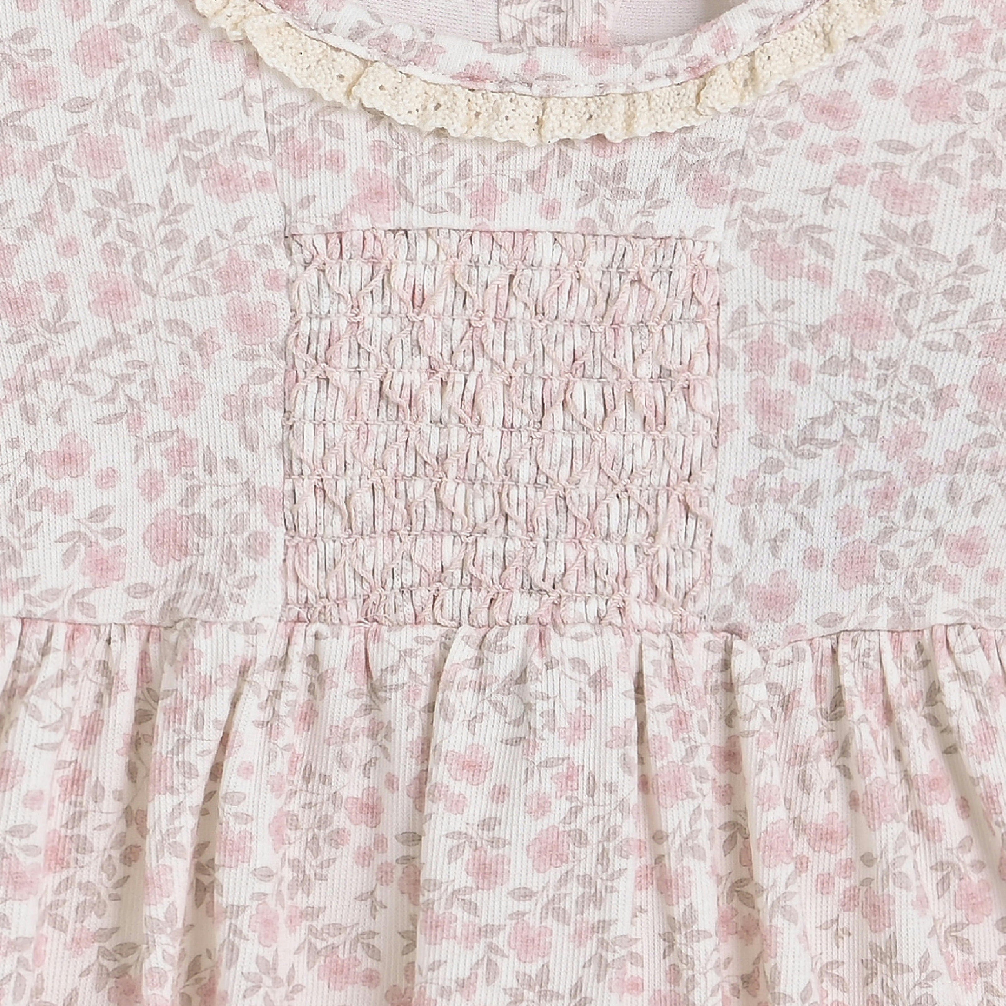Pink Floral Smocked Dress