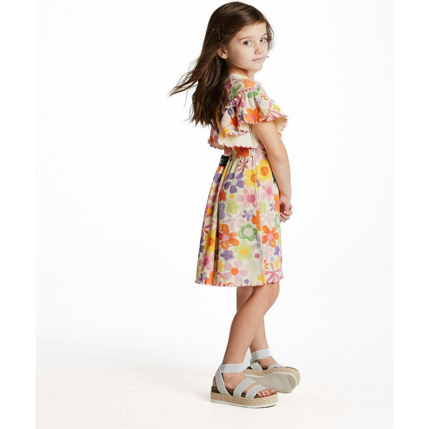 Girls Printed Rib Dress | Multicolor Floral
