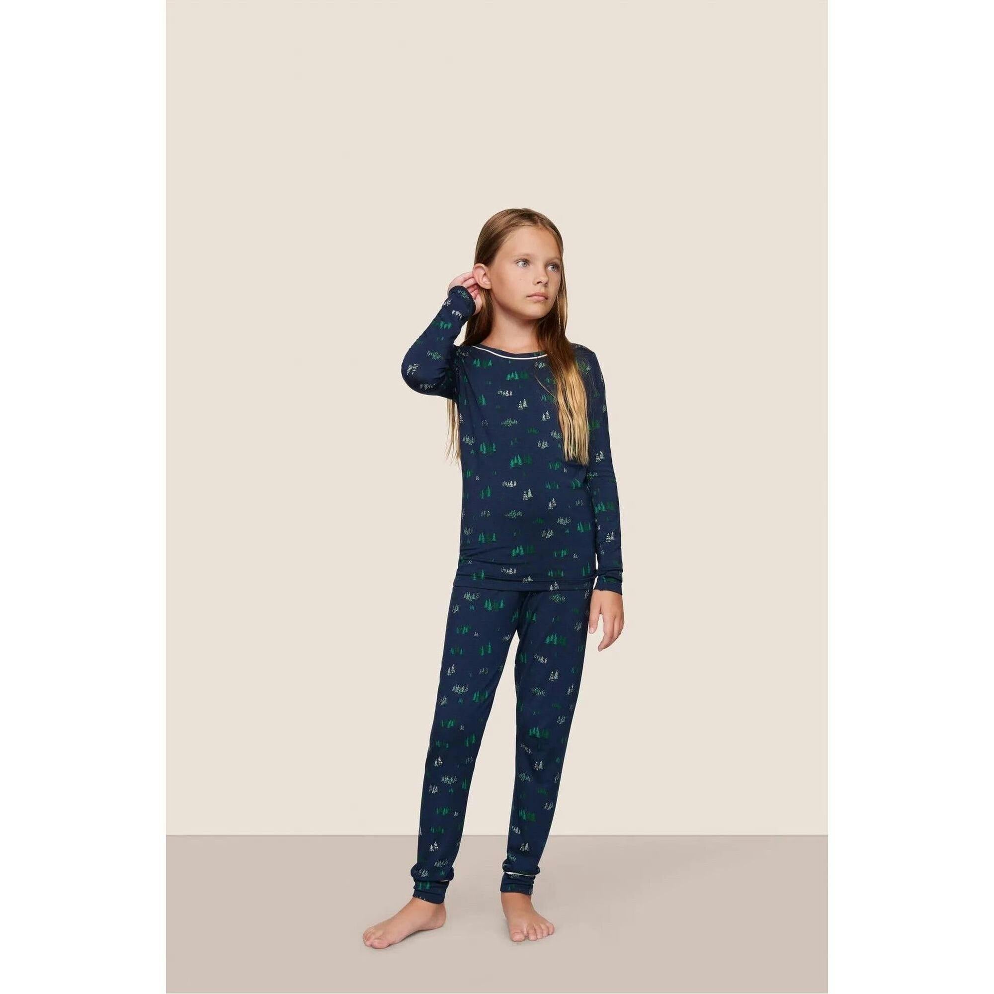 Kids Printed TENCEL Modal Unisex Long PJ Set, Blue