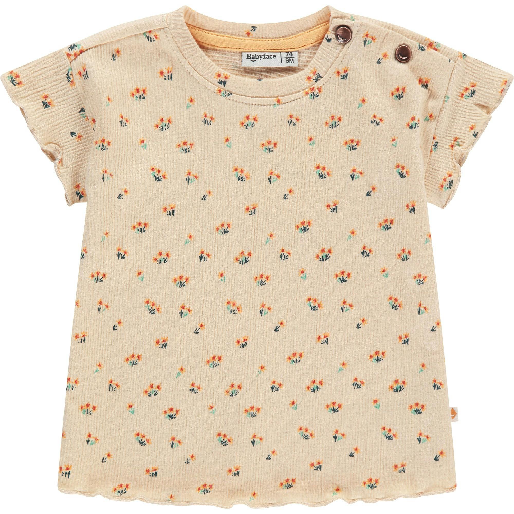 Ribbed Allover Floral Print Short Sleeve