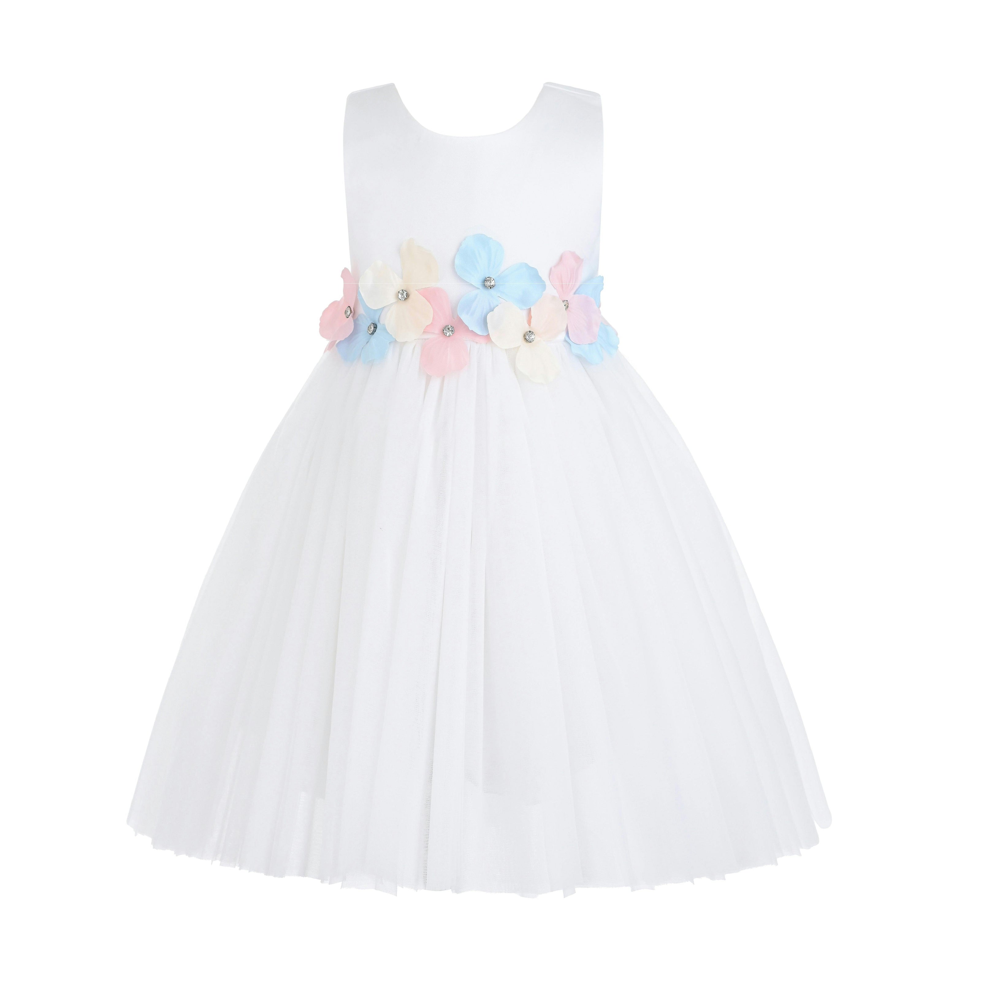 White Elarisse Floral Waist Dress