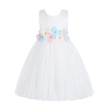 White Elarisse Floral Waist Dress