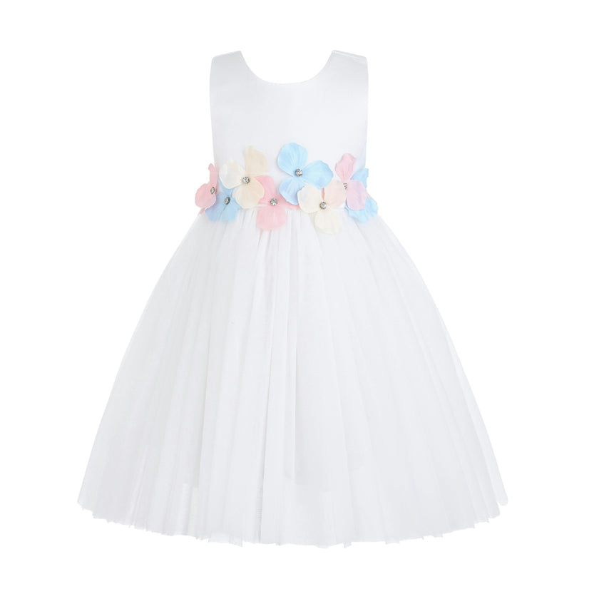 White Elarisse Floral Waist Dress