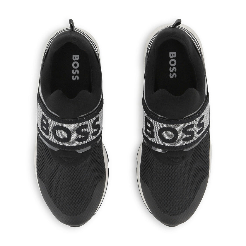 Black Logo Strap Slip-On Sneakers