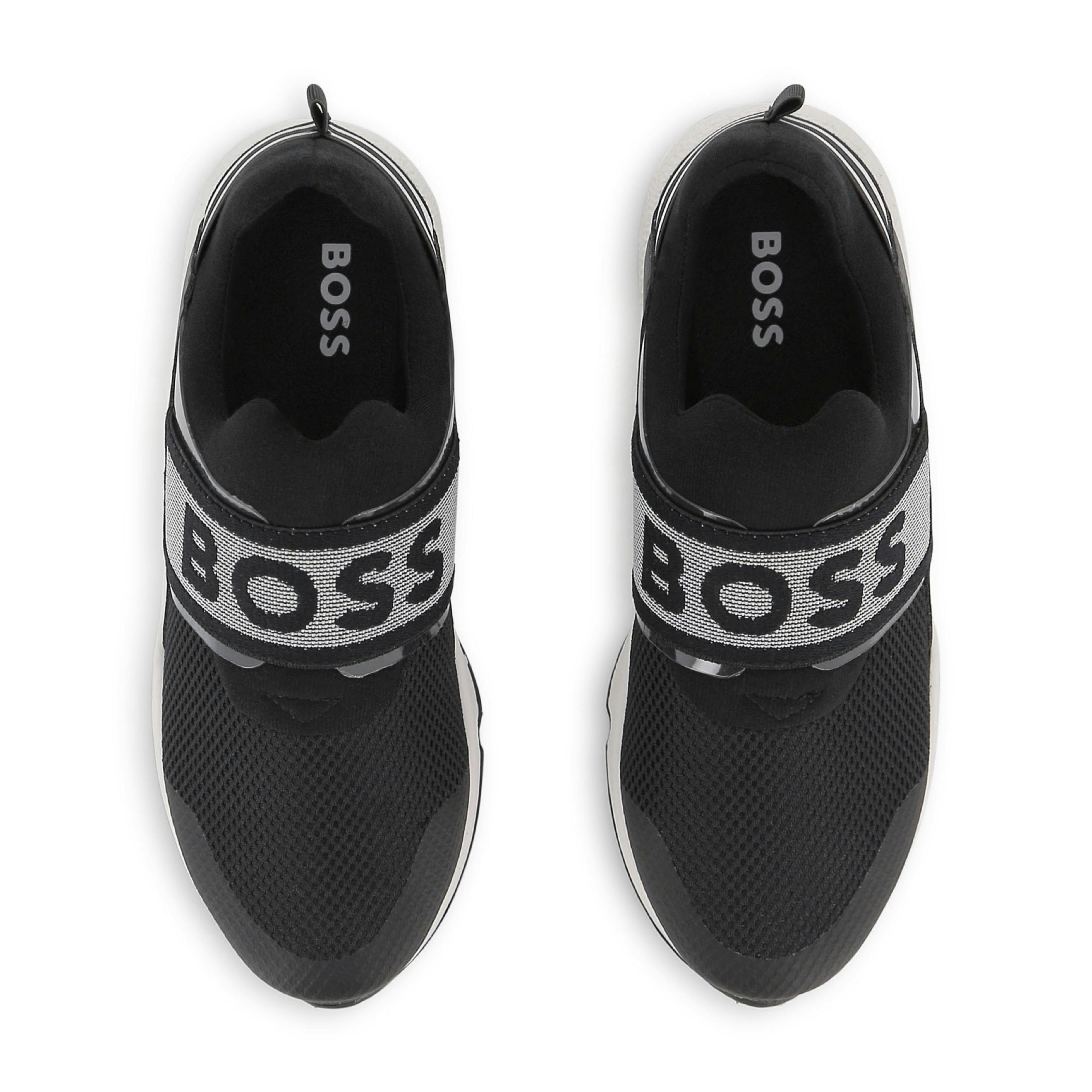 Black Logo Strap Slip-On Sneakers