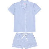 Women's Braddock Classic Short PJ Set - Blue Stripe Organic Cotton Poplin