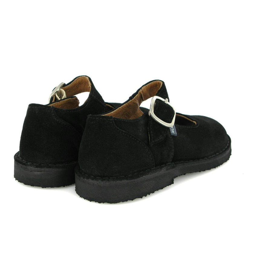 Suede Leather Mary Jane Shoe, Black