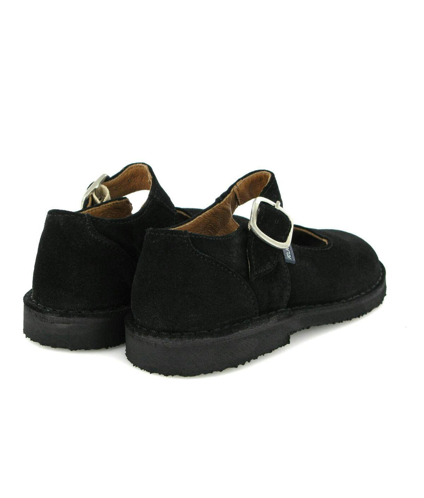 Suede Leather Mary Jane Shoe, Black