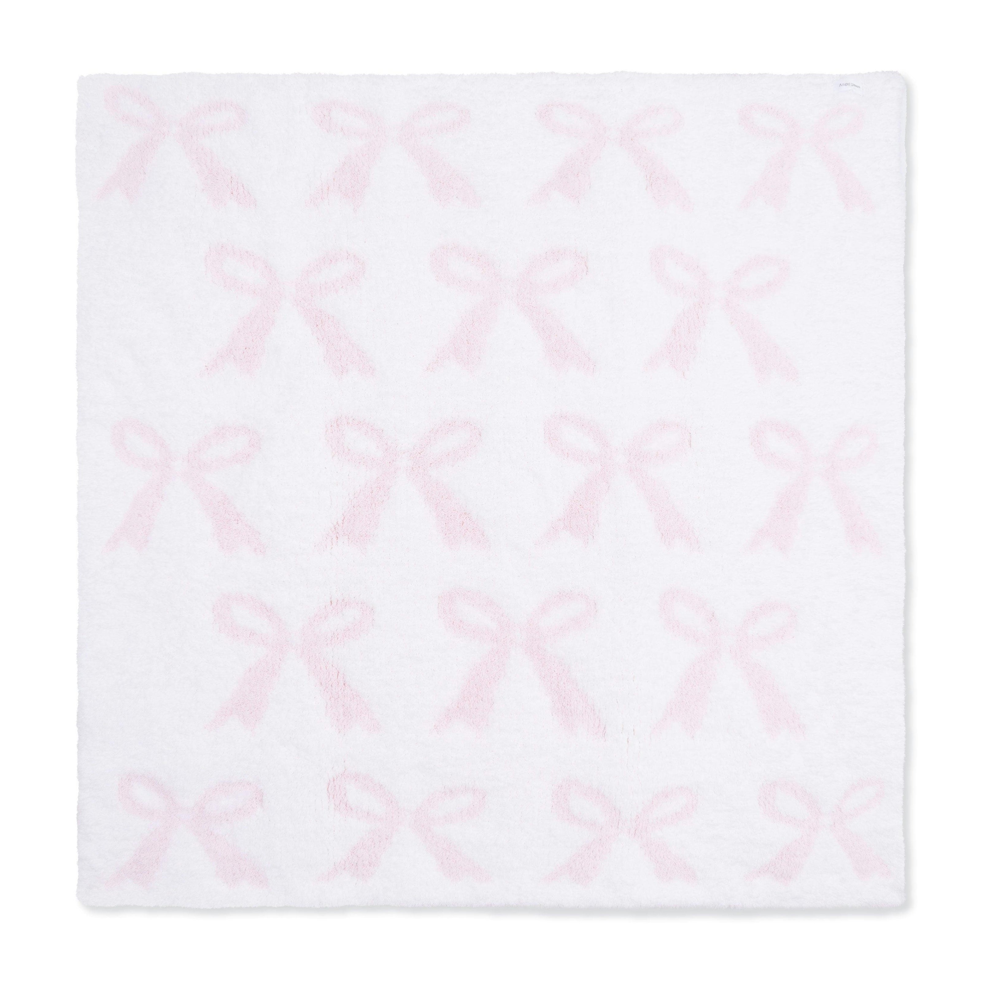 Chenille - Baby Pink Bow Blanket