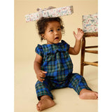 Plaid Ruffle Baby Romper, Blue