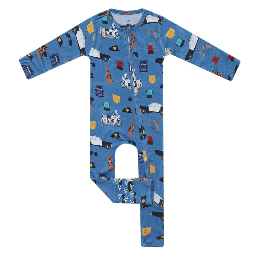 Bamboo Convertible Zip-Up Footie Pajama - Policemen