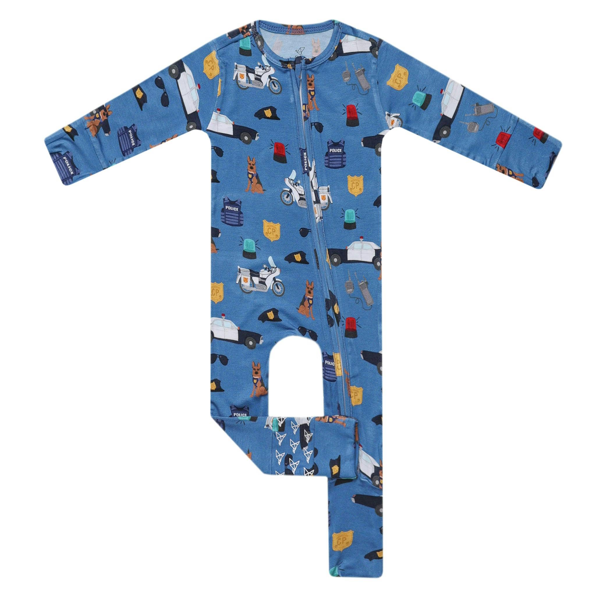 Bamboo Convertible Zip-Up Footie Pajama - Policemen