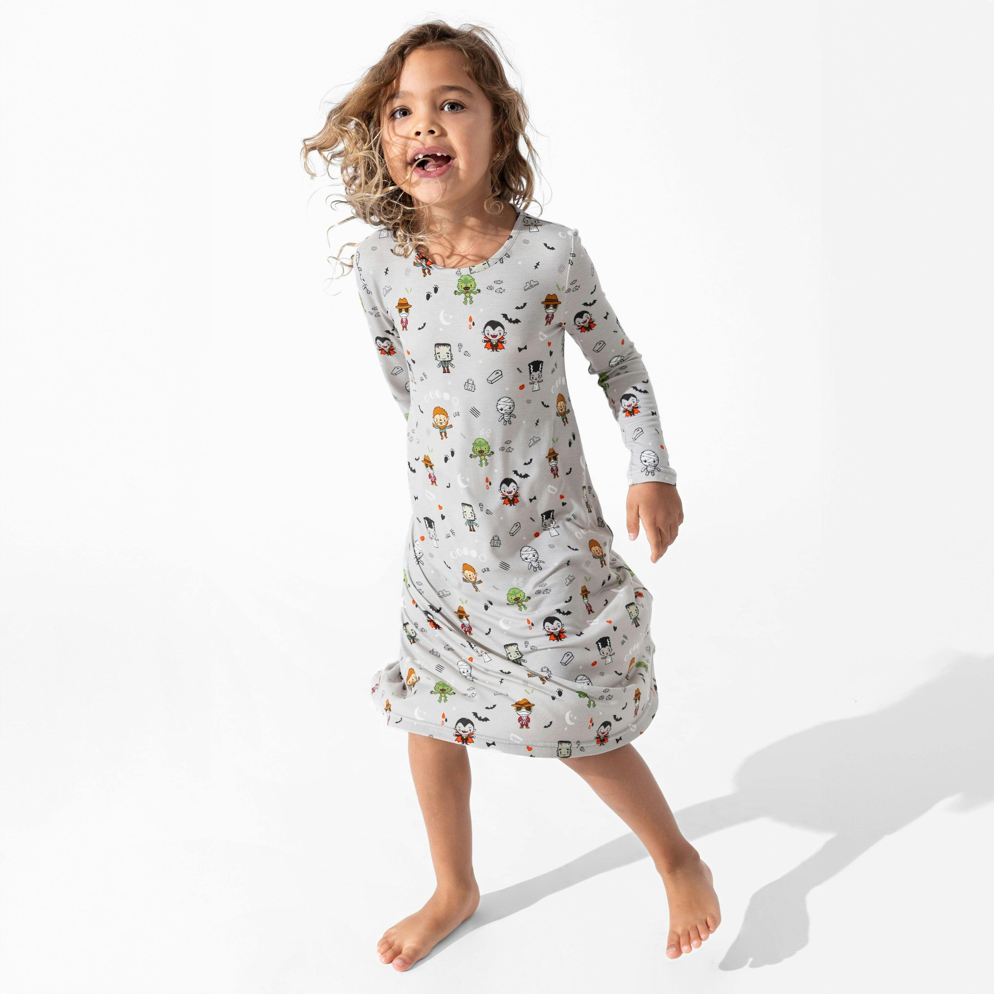 Little Monsters Bamboo Girls' Short Sleeve Dress