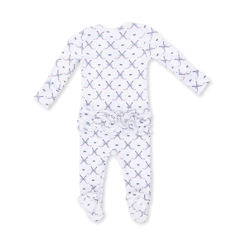 Simple Hockey Pink - 2 Way Ruffle Back Zipper Footie