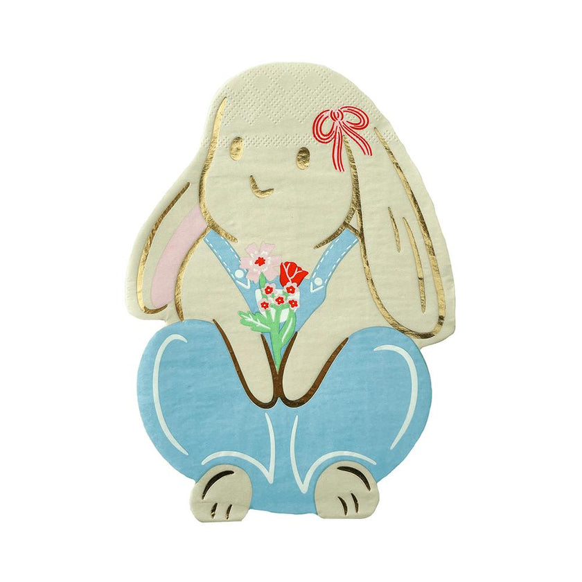Bunnies In The Garden Overalls Bunny Large Napkins