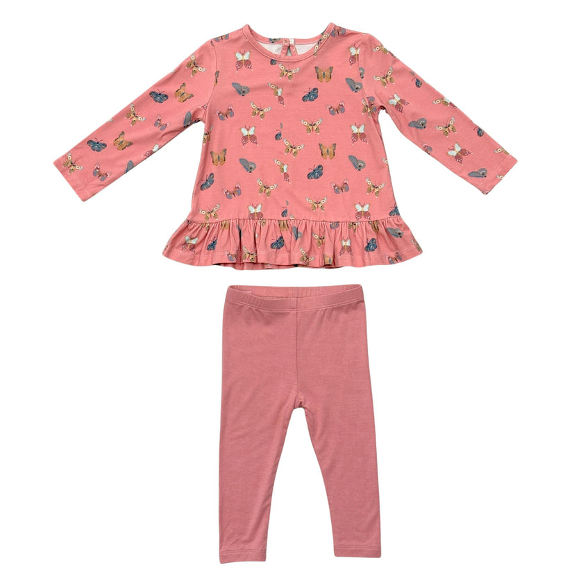 Girls Long Sleeve Peplum Set in Butterfly Bloom