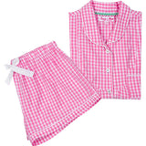 Women's Hepburn Gingham Pink Short PJ Set - Organic Cotton Poplin