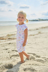 Printed Angel Sleeve Dress - Sea Shells