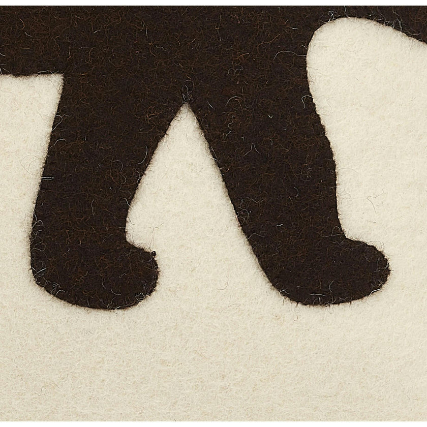 Hand Felted Wool Pillow - Brown Bear Silhouette Cream - 20"