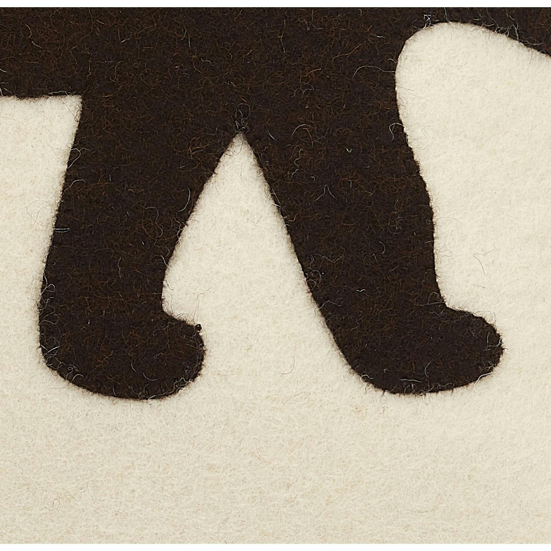 Hand Felted Wool Pillow - Brown Bear Silhouette Cream - 20