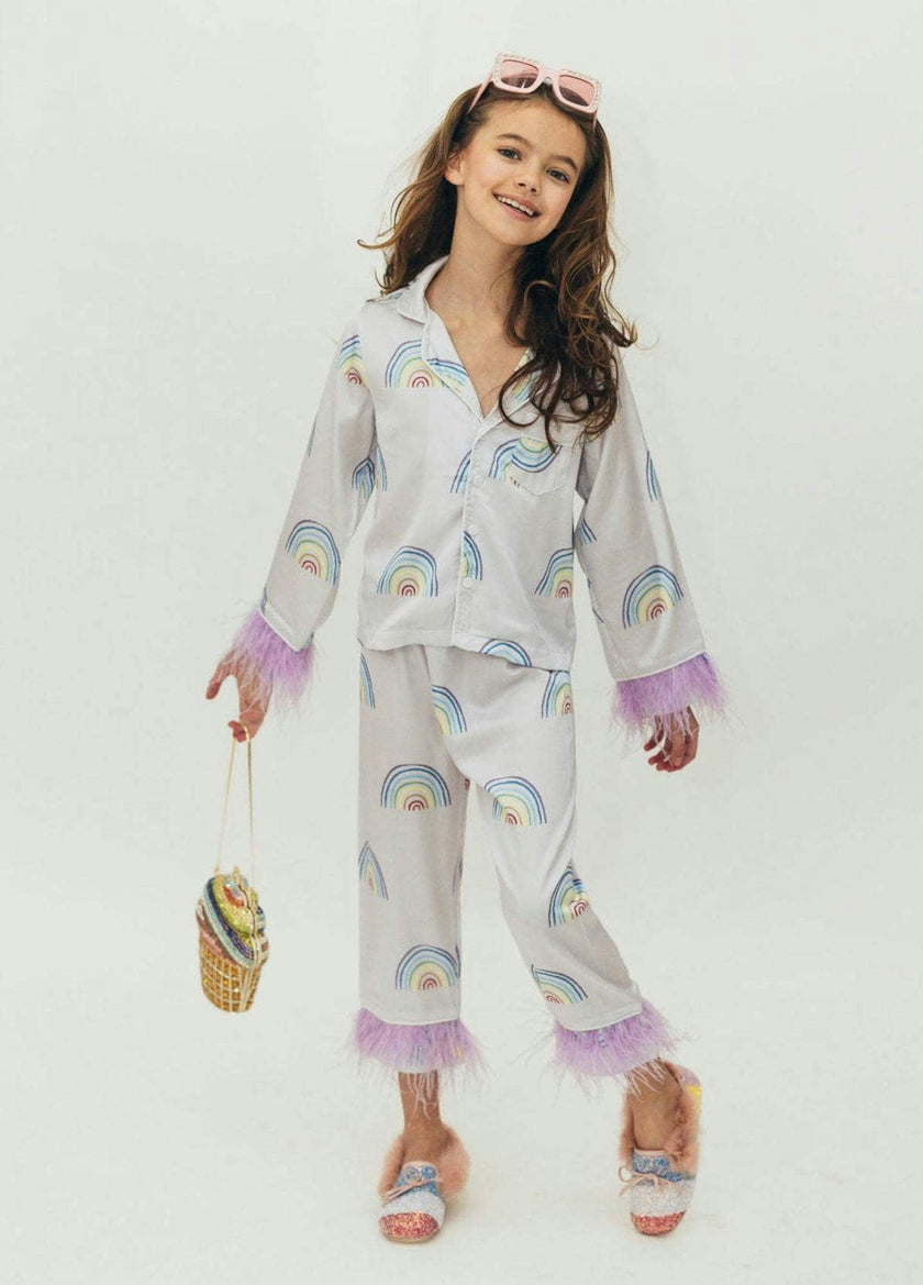 Rainbow Feather Trims Silky Set
