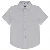 White Button Down Shirt With Contrast Print Inside Neck