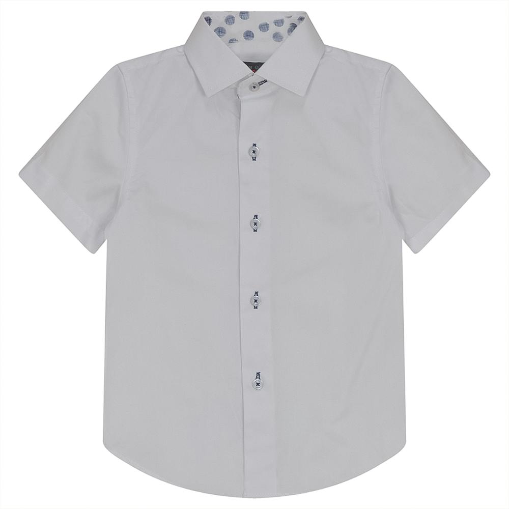 White Button Down Shirt With Contrast Print Inside Neck