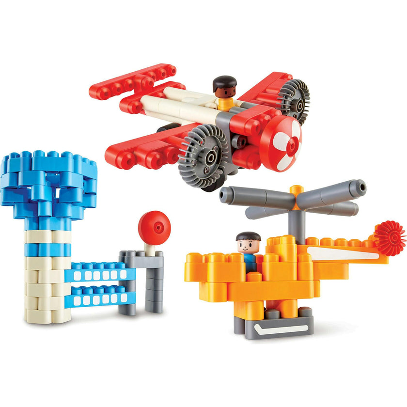 Hape: PolyM: City Airport&nbsp;- 142pc Building Blocks Toy Set w/ Figurines
