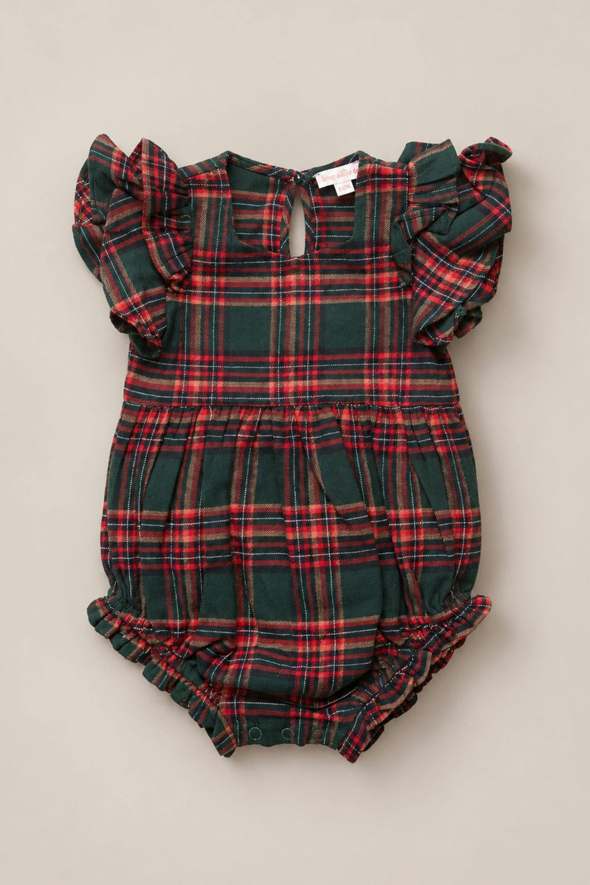 Baby Hattie Romper in Evergreen Plaid