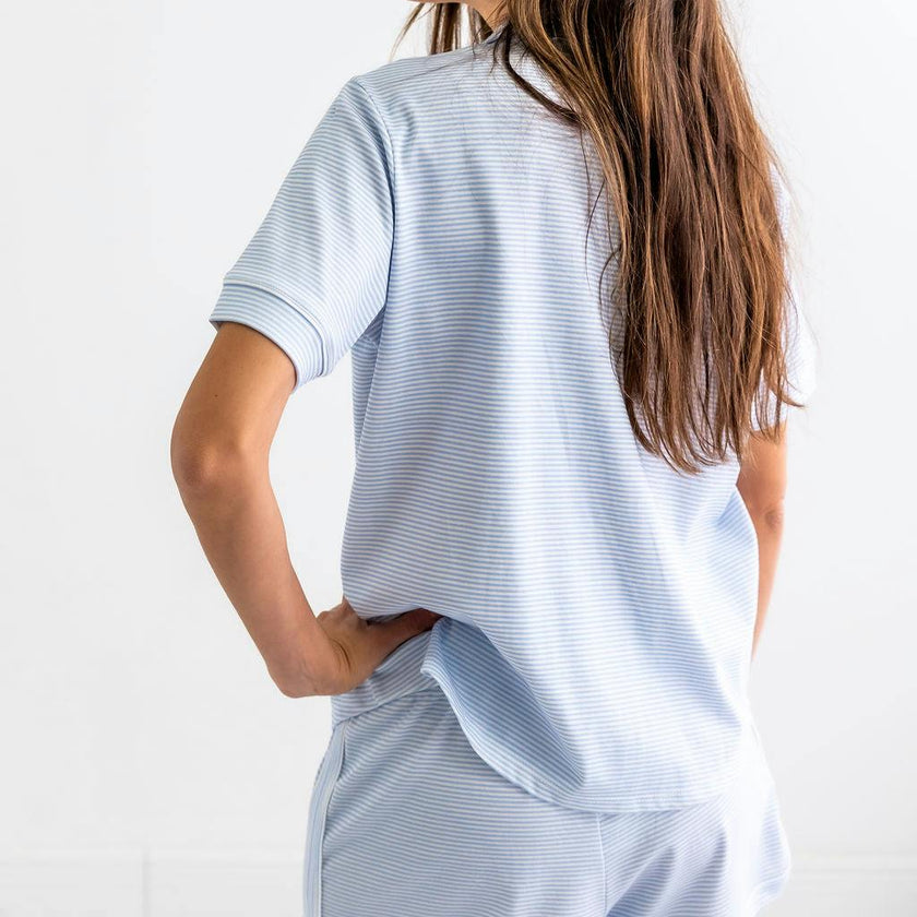 Blue Stripes Woman's Pima Cotton Short Pajama Set