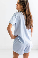 Blue Stripes Woman's Pima Cotton Short Pajama Set