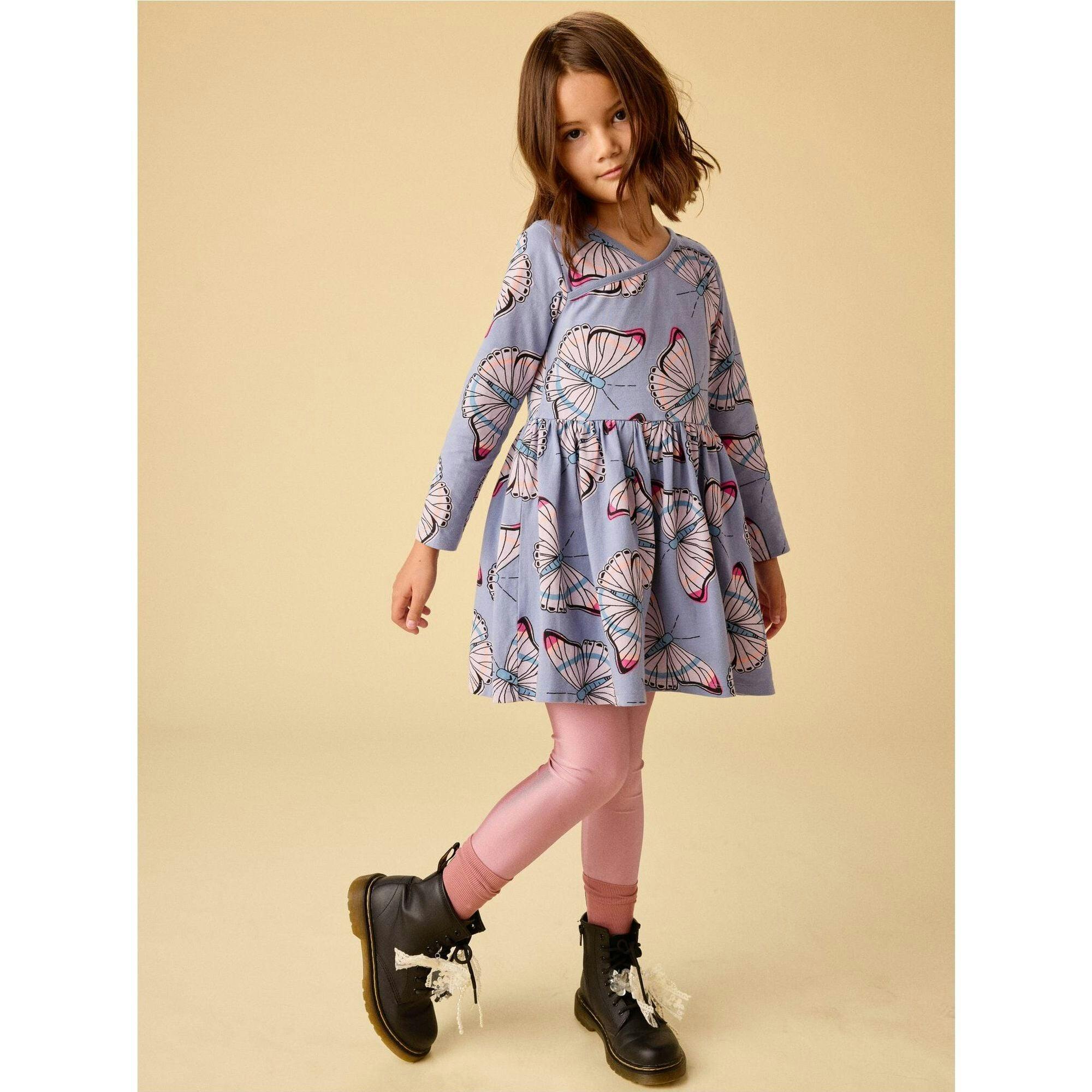 Long Sleeve Wrap Neck Dress, Multi