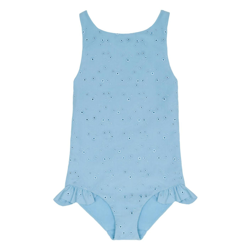 girls dusk blue eyelet ballerina one piece