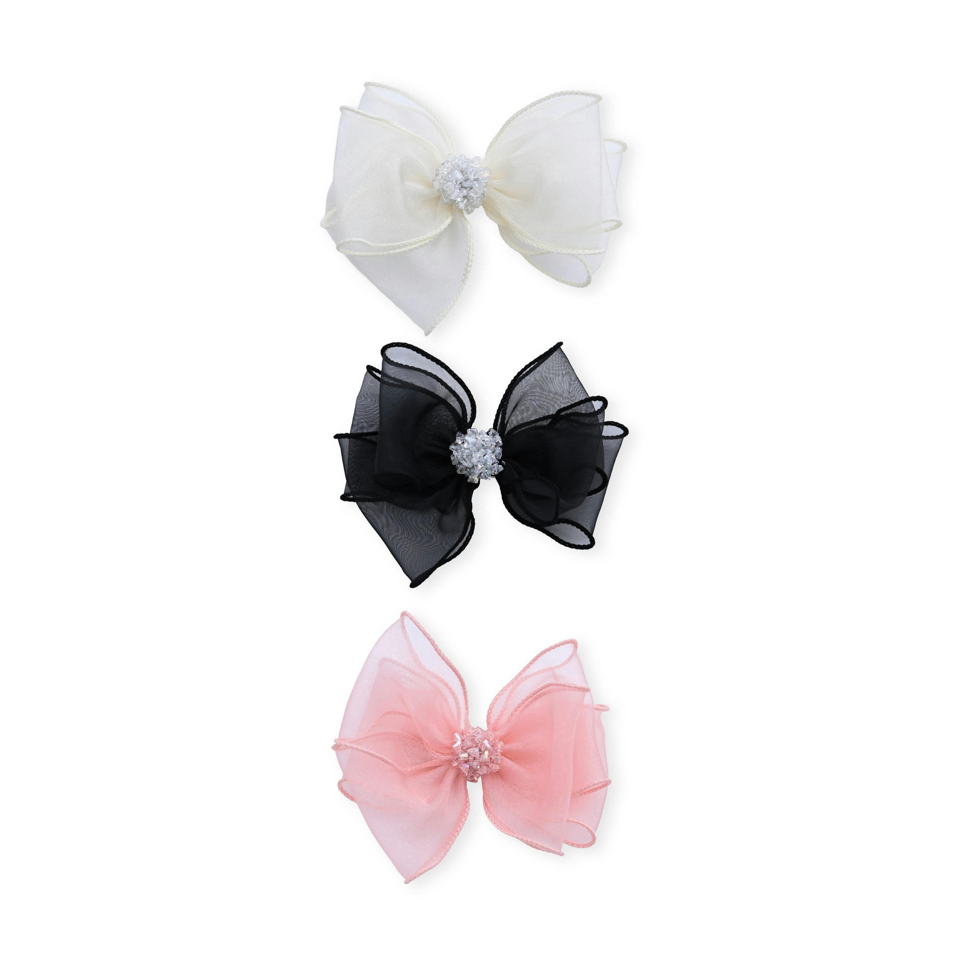 Multicolor Crystal Accent Bow Set