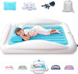 Inflatable Toddler Travel Bed – Kids Blow Up Air Mattress + Safety Bumpers