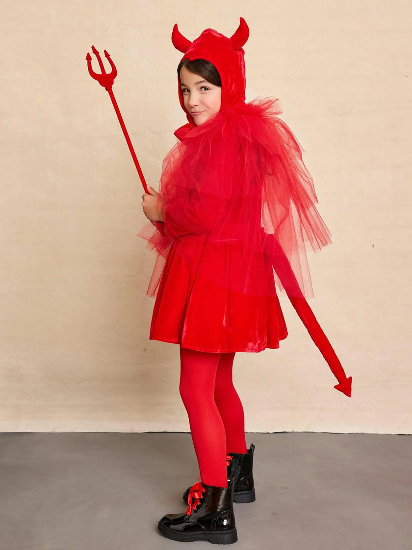Vintage Devil Velour Bonnet & Tail For Kids
