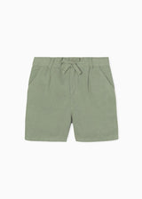 Army Green Linen Cotton Shorts