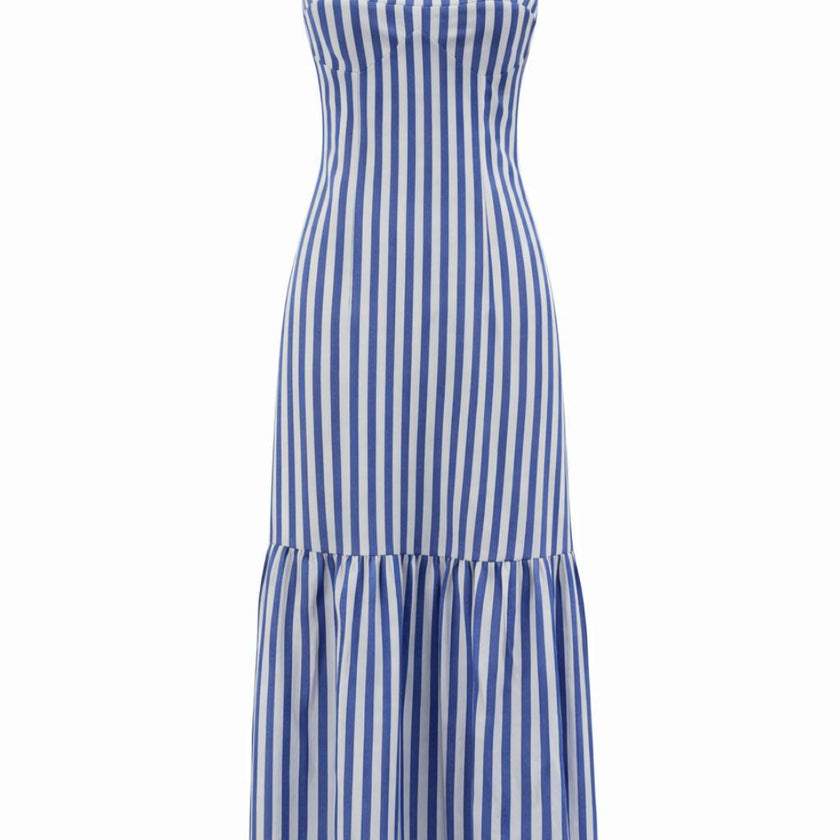 Zoe Coastal Blue Stripe Midi Dress