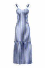 Zoe Coastal Blue Stripe Midi Dress