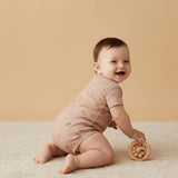 Organic Short Sleeve Bubble Romper - Island Palm