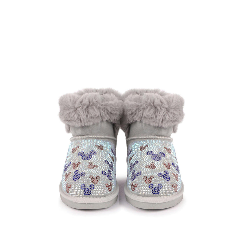 Grey Microstud Mickey Winter Boots