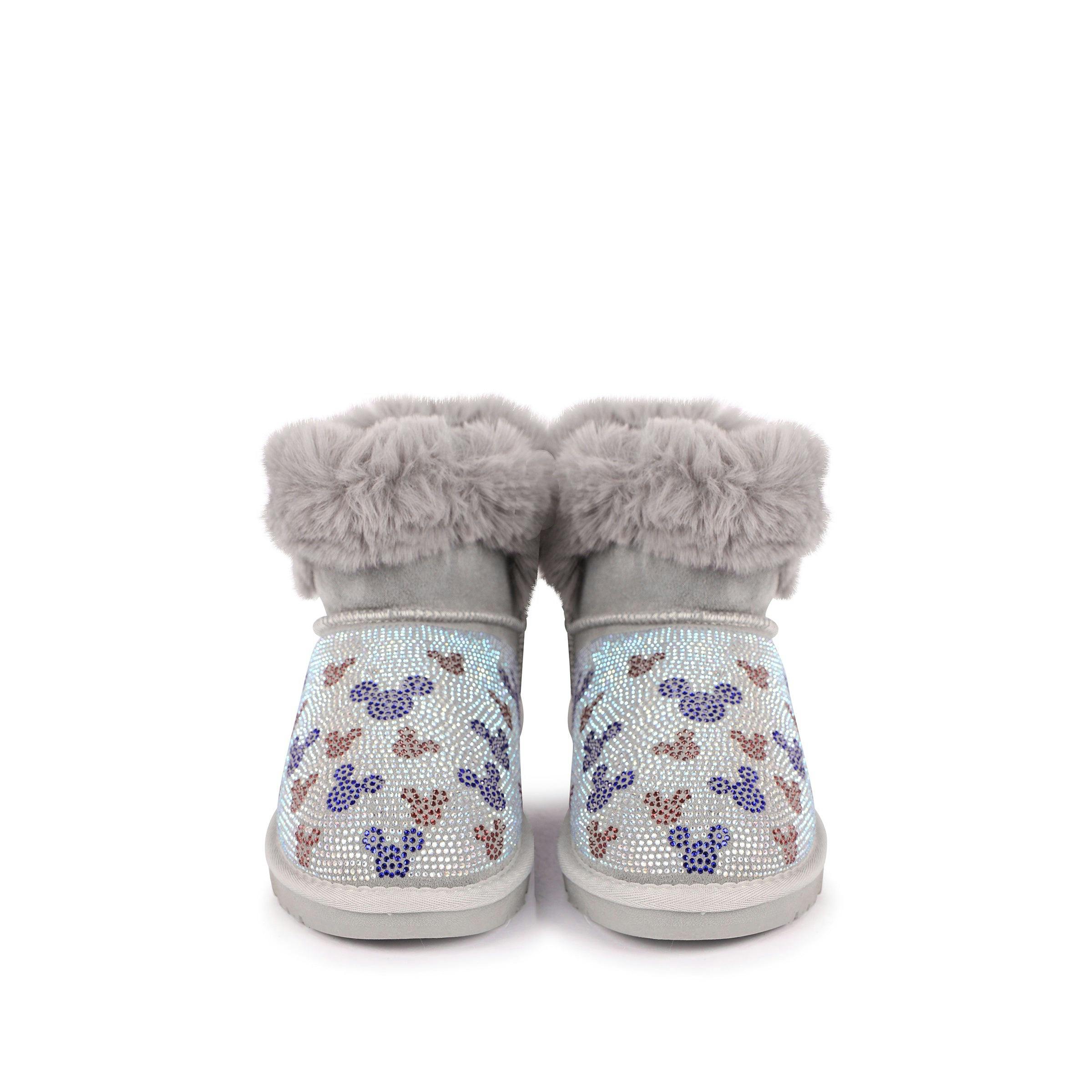 Grey Microstud Mickey Winter Boots