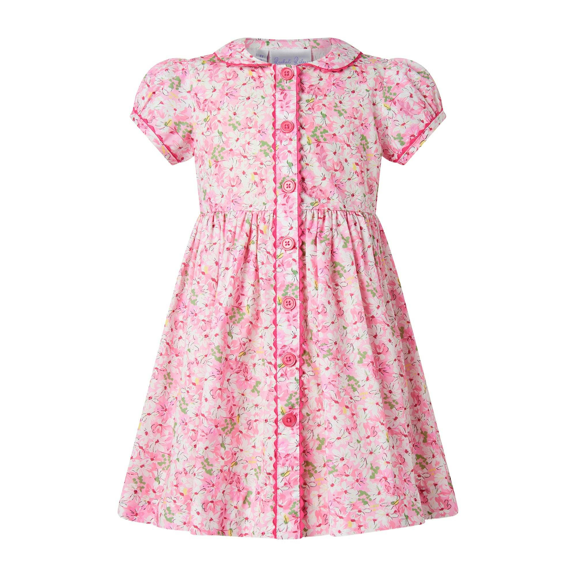 Pink Daisy Button-front Dress