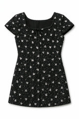 Zoe Black Dress With Silver Flowers Sequin Boucle Cap Sleeve