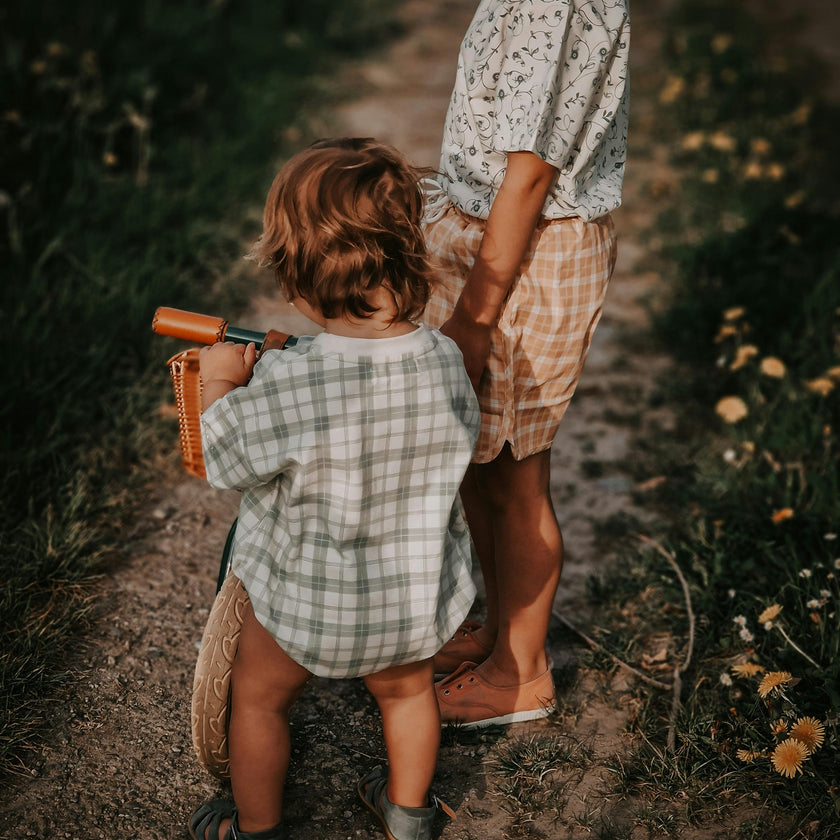 Bubble Romper | Organic Cotton Jersey - Fern Plaid