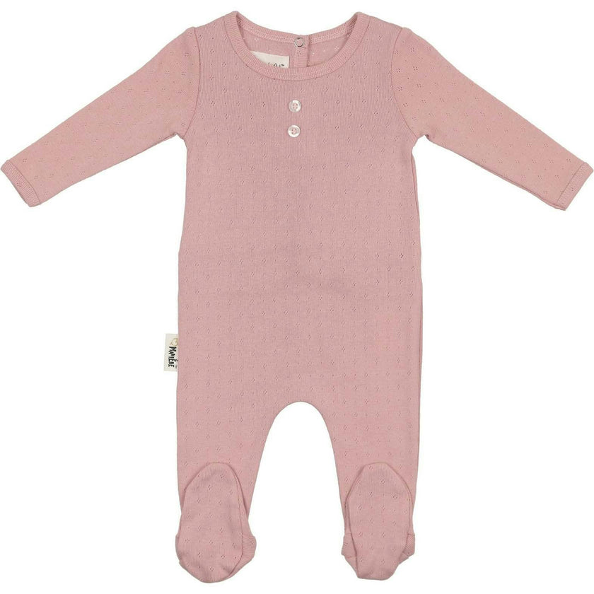 Simple Pointelle Footie and Beanie Set
