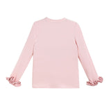 Pink Top with Satin Ruffle Cuffs